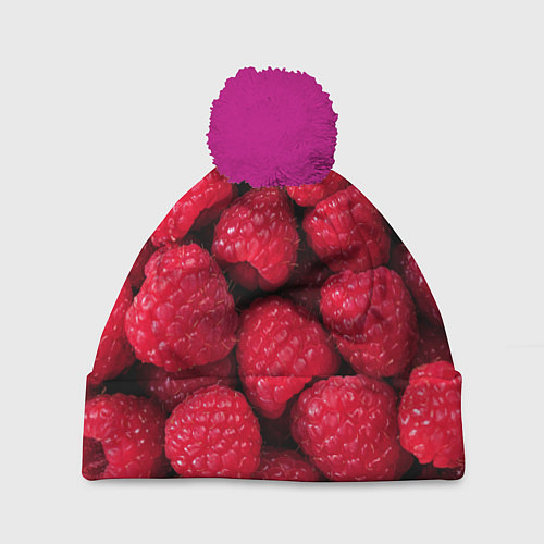 Шапка c помпоном Малина - паттерн / 3D-Малиновый – фото 1