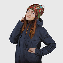 Шапка с помпоном Платок цветочный узор, цвет: 3D-белый — фото 2