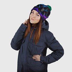 Шапка с помпоном Неоновые объемные частицы, цвет: 3D-зеленый — фото 2