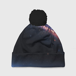 Шапка с помпоном Млечный путь в звездном небе, цвет: 3D-черный
