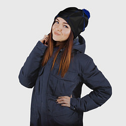 Шапка с помпоном Black blue style, цвет: 3D-тёмно-синий — фото 2