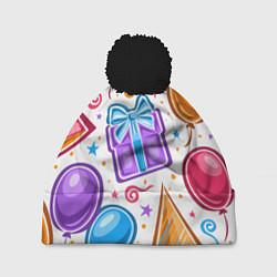 Шапка с помпоном Вечеринка, цвет: 3D-черный