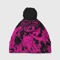 Шапка с помпоном Black pink - emblem - pattern - music, цвет: 3D-черный