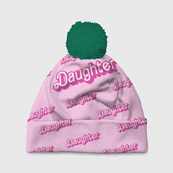 Шапка с помпоном Дочь в стиле барби - розовый паттерн, цвет: 3D-зеленый