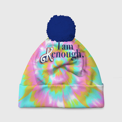 Шапка c помпоном I am Kenough - retro tie-dye / 3D-Тёмно-синий – фото 1