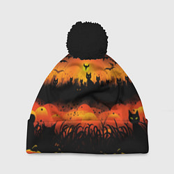 Шапка с помпоном Кошки хэллоуина, цвет: 3D-черный