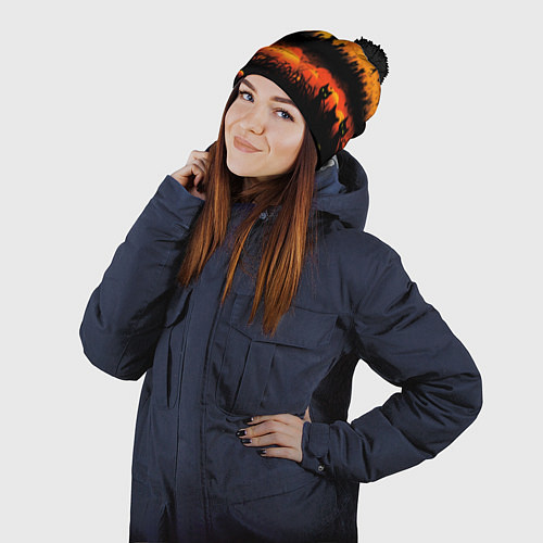 Шапка c помпоном Кошки хэллоуина / 3D-Черный – фото 2