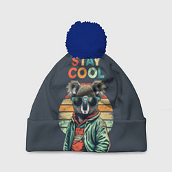 Шапка с помпоном Оставайся спокойным, цвет: 3D-тёмно-синий