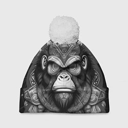 Шапка с помпоном Кинг Конг король обезьян на фоне созвездия, цвет: 3D-белый