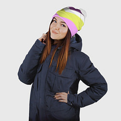 Шапка с помпоном Спортивный цвет семидесятых, цвет: 3D-белый — фото 2