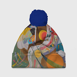 Шапка с помпоном Искусство Кандинского - Доминирующая кривая, цвет: 3D-тёмно-синий