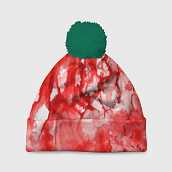 Шапка с помпоном Кровь на белом, цвет: 3D-зеленый