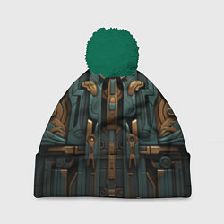 Шапка с помпоном Абстрактный узор в египетском стиле, цвет: 3D-зеленый
