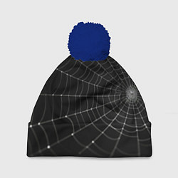 Шапка с помпоном Паутина на черном фоне, цвет: 3D-тёмно-синий