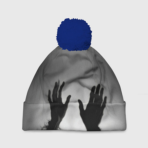Шапка c помпоном Руки зомби в ночном тумане / 3D-Тёмно-синий – фото 1