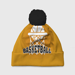 Шапка с помпоном Basketball - кольцо и мяч, цвет: 3D-черный