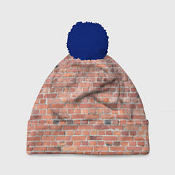 Шапка c помпоном Кирпичная стена узор