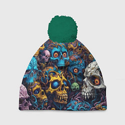 Шапка с помпоном Psy skulls, цвет: 3D-зеленый