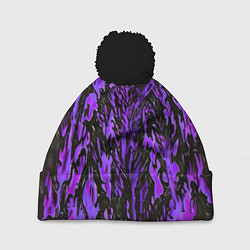 Шапка с помпоном Демонический доспех фиолетовый, цвет: 3D-черный