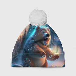 Шапка с помпоном Полярный мишка, цвет: 3D-белый