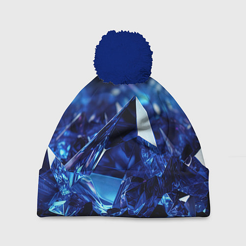 Шапка c помпоном Синие прозрачные алмазы / 3D-Тёмно-синий – фото 1