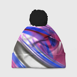 Шапка с помпоном Вязкая абстракция в фиолетовых оттенках, цвет: 3D-черный
