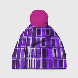 Шапка с помпоном Фиолетовые прямоугольники, цвет: 3D-малиновый