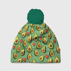 Шапка с помпоном Авокадо и сердечки, цвет: 3D-зеленый