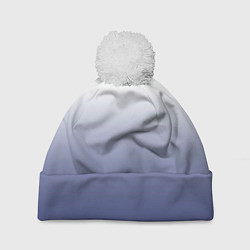 Шапка с помпоном Туманный градиент бело-синий, цвет: 3D-белый