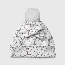 Шапка c помпоном Упитанные котики