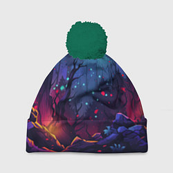 Шапка с помпоном Абстрактный камуфляж в кислотных абстрактных пятна, цвет: 3D-зеленый
