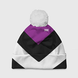 Шапка с помпоном Ретро спортивный костюм с полосами, цвет: 3D-белый