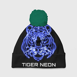 Шапка c помпоном Tiger neon art