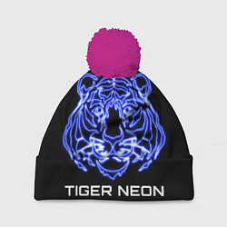 Шапка с помпоном Tiger neon art, цвет: 3D-малиновый