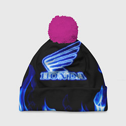 Шапка с помпоном Honda neon, цвет: 3D-малиновый