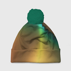 Шапка с помпоном Радужный градиент с накидкой, цвет: 3D-зеленый