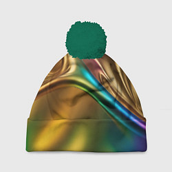 Шапка с помпоном Атласные изгибы, цвет: 3D-зеленый