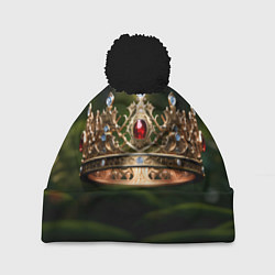 Шапка с помпоном Королевская корона узорная, цвет: 3D-черный