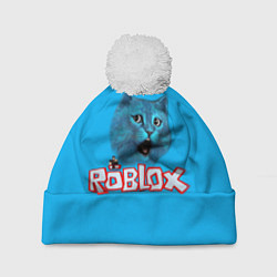 Шапка c помпоном Roblox синий кот