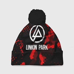 Шапка с помпоном Linkin park краски текстуры, цвет: 3D-черный