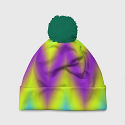 Шапка с помпоном Неоновый зигзаг, цвет: 3D-зеленый