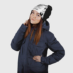 Шапка с помпоном Чёрно белые краски, цвет: 3D-черный — фото 2