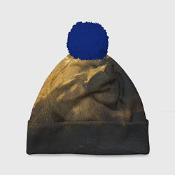 Шапка с помпоном Золотое напыление на черном, цвет: 3D-тёмно-синий