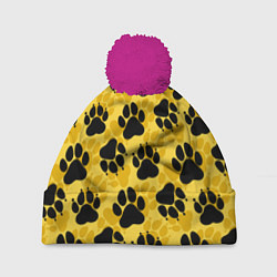 Шапка с помпоном Dogs paws, цвет: 3D-малиновый