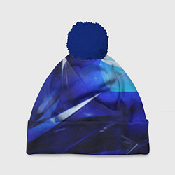 Шапка c помпоном Black and blue abstract background sport style