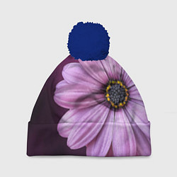 Шапка с помпоном Фиолетовый цветок - WOMAN, цвет: 3D-тёмно-синий