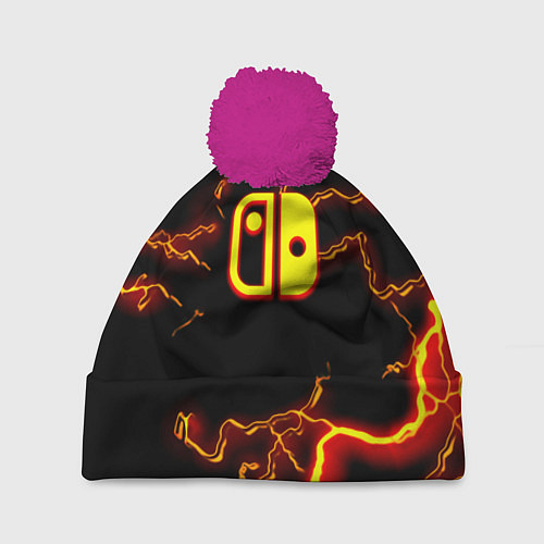 Шапка c помпоном Нинтендо шторм огненоое лого / 3D-Малиновый – фото 1