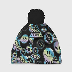 Шапка с помпоном Rave gradient, цвет: 3D-черный