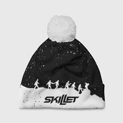 Шапка с помпоном Skillet rock music band, цвет: 3D-белый