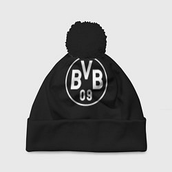 Шапка с помпоном Borussia sport fc белое лого, цвет: 3D-черный